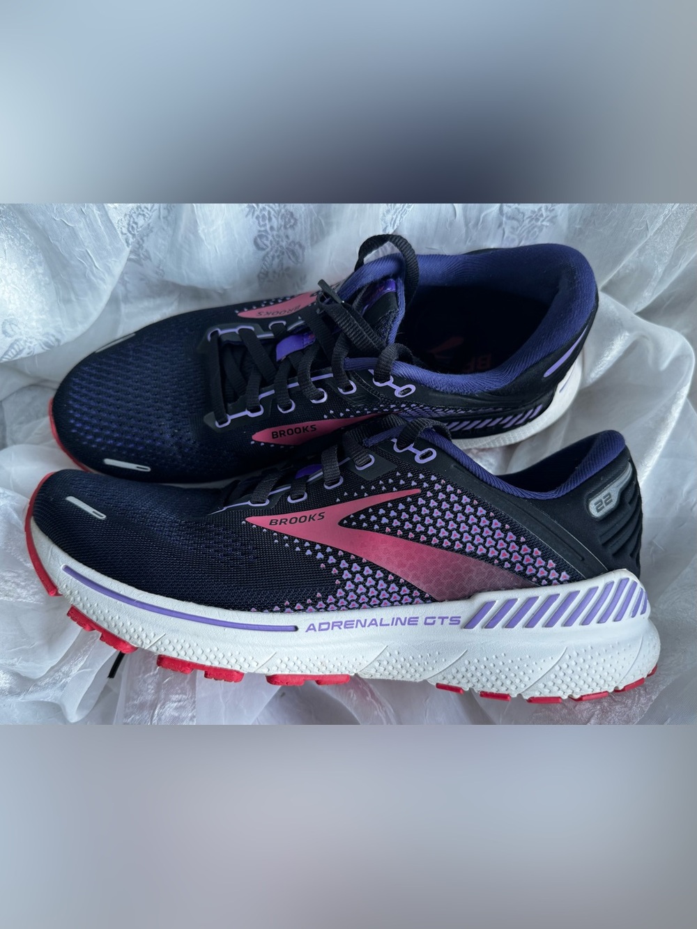 Brooks Adrenaline GTS 22 Cushion Support Running Shoes Womens Pink Blue Size 9.5